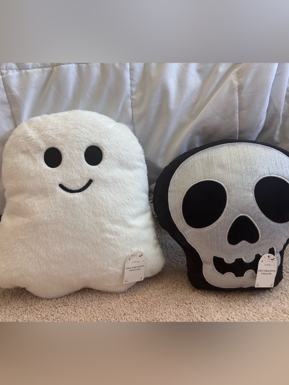 Target Bullseye Playground Halloween Ghost & Black Skull Decorative Pillows